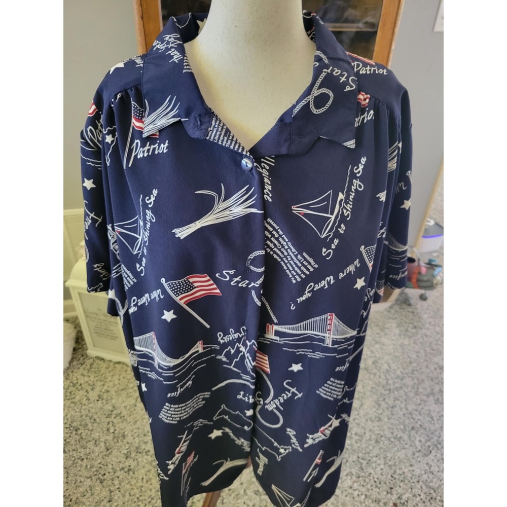 A Personal Touch 4X‎ Patriotic Print USA American Flag Button Up Shirt